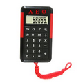 Red 8 Digit Calculator with Neck Strap / Lanyard/ String